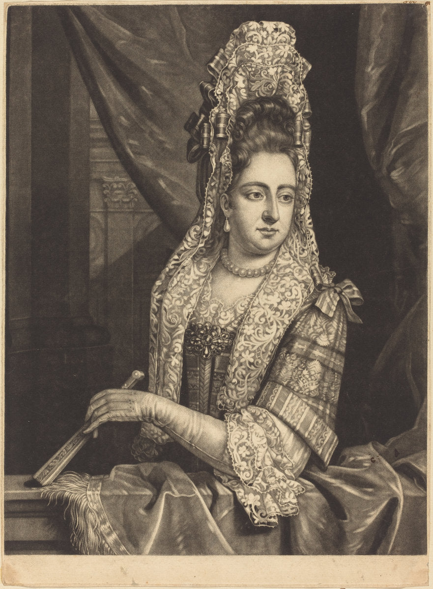 Queen Mary by John Smith after Jan van der Vaart (English, probably 1652 - 1742), 16X12"(A3)Poster Print
