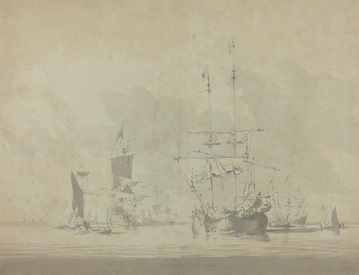 Marine by Attributed to Willem van de Velde the Younger (Dutch, 1633 - 1707), 16X12"(A3)Poster Print