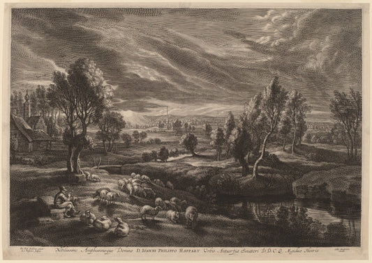 A Landscape with a Village by Schelte Adams Bolswert after Sir Peter Paul Rubens (Flemish, 1586 - 1659), 16X12"(A3)Poster Print