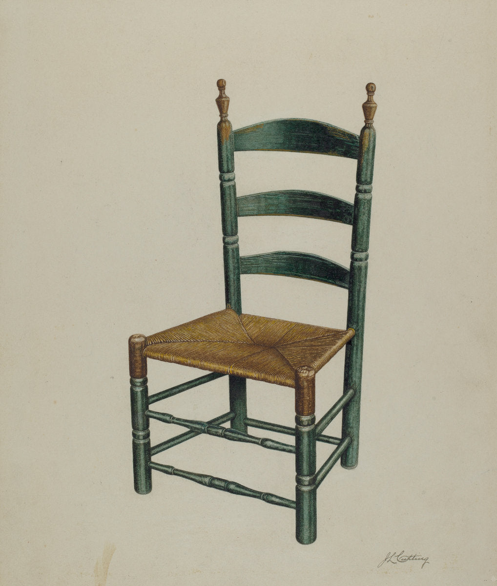 Ladder Back Chair by John Cutting (American, active c. 1935), 16X12"(A3)Poster Print