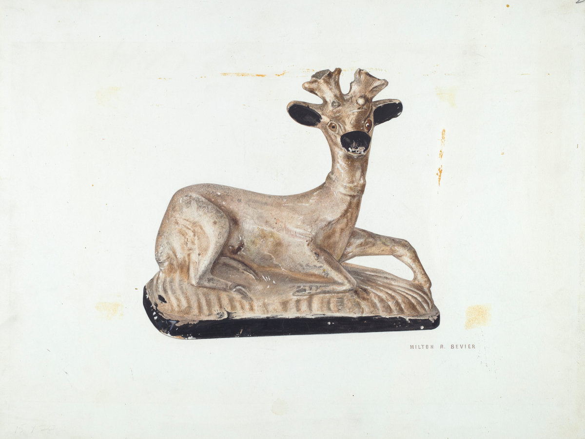 Chalkware Deer by Milton Bevier (American, active c. 1935), 16X12"(A3)Poster Print