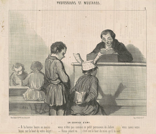 Un service d'ami by Honoré Daumier (French, 1808 - 1879), 16X12"(A3)Poster Print