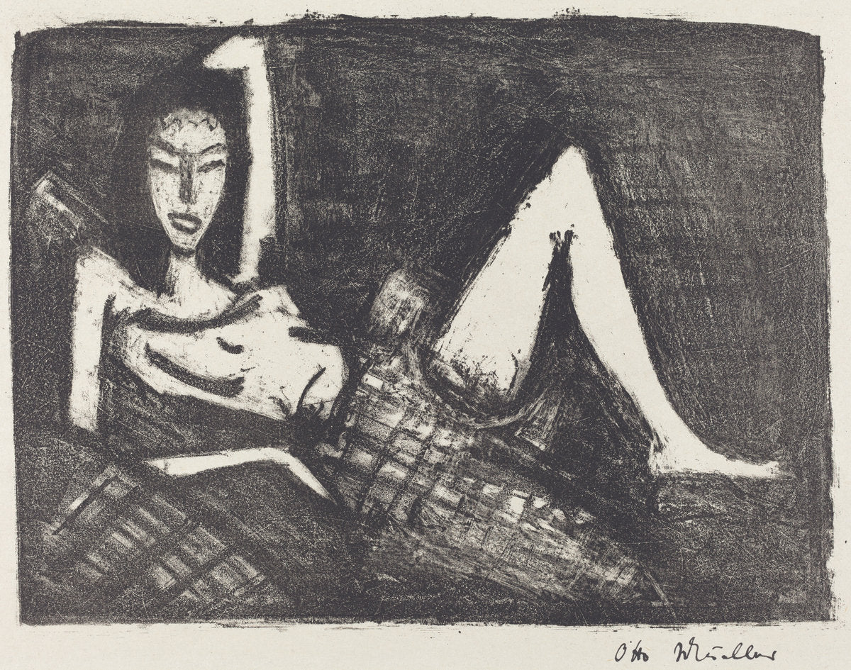 Girl on a Couch (Madchen auf dem Kanapee) by Otto Müller (German, 1874 - 1930), 16X12"(A3)Poster Print
