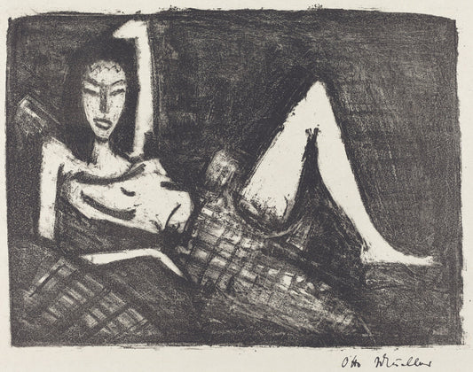 Girl on a Couch (Madchen auf dem Kanapee) by Otto Müller (German, 1874 - 1930), 16X12"(A3)Poster Print
