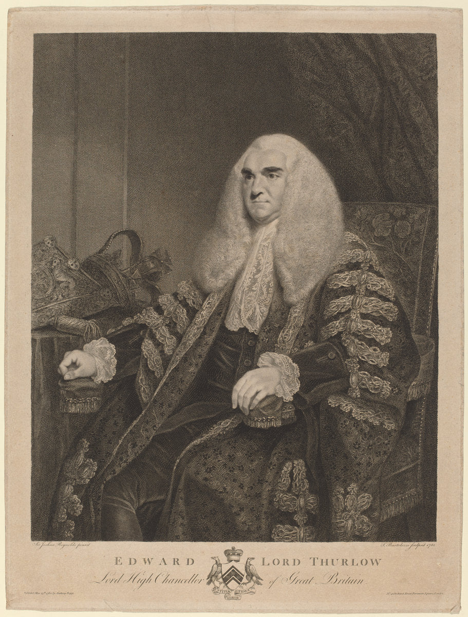 Edward, Lord Thurlow by Francesco Bartolozzi after Sir Joshua Reynolds (Italian, 1727 - 1815), 16X12"(A3)Poster Print