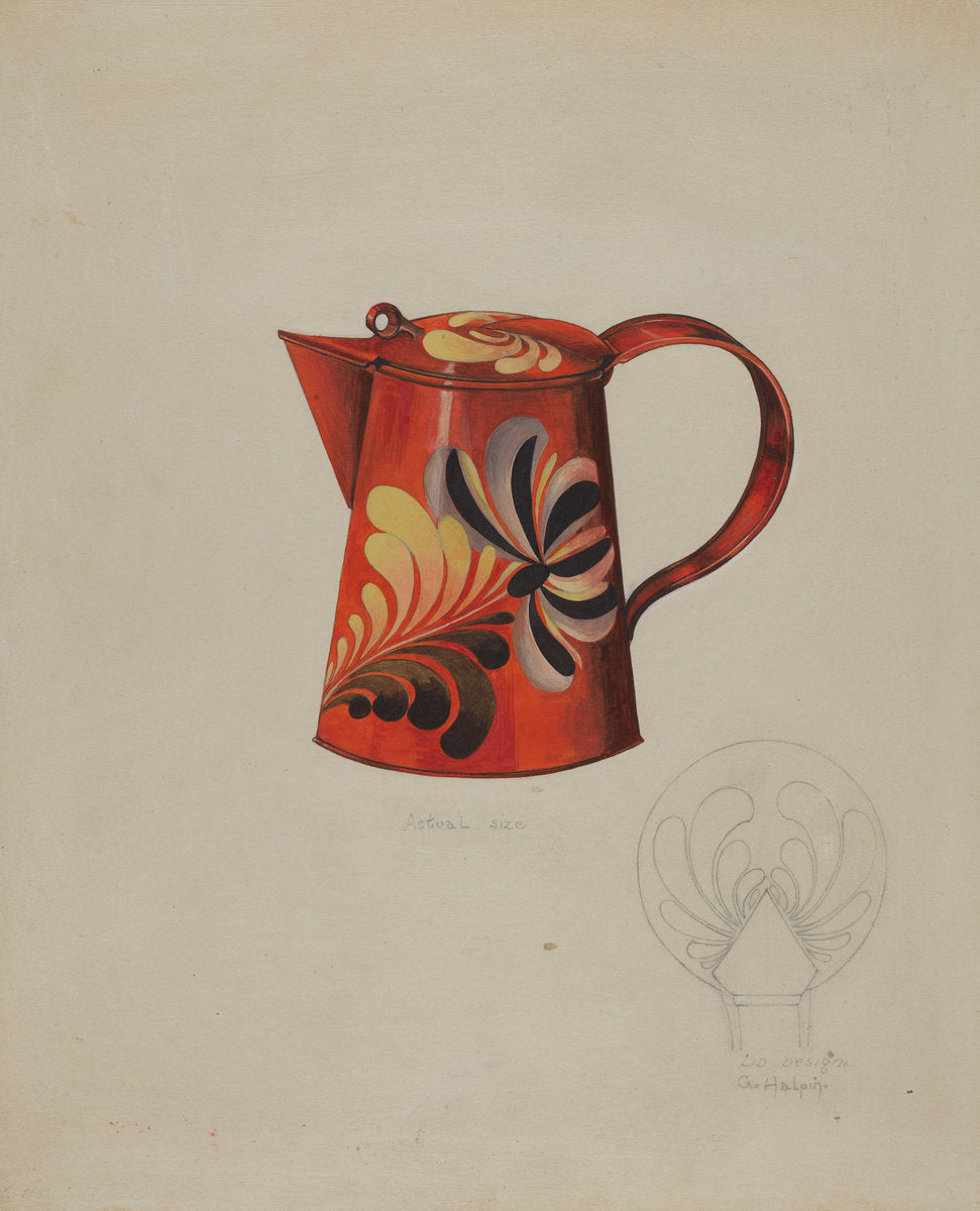 Toleware Syrup Pitcher by Grace Halpin (American, active c. 1935), 16X12"(A3)Poster Print