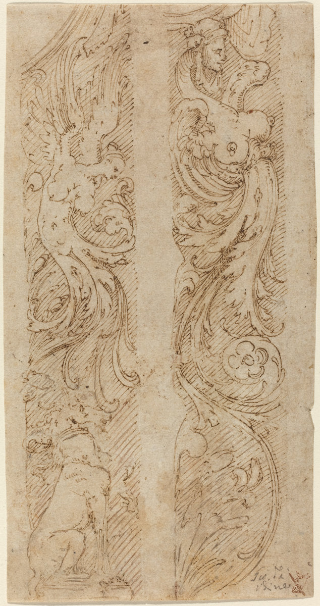 Grotesque Decorations for Wall Panels by Giovanni da Udine (Italian, c. 1487 - 1535), 16X12"(A3)Poster Print