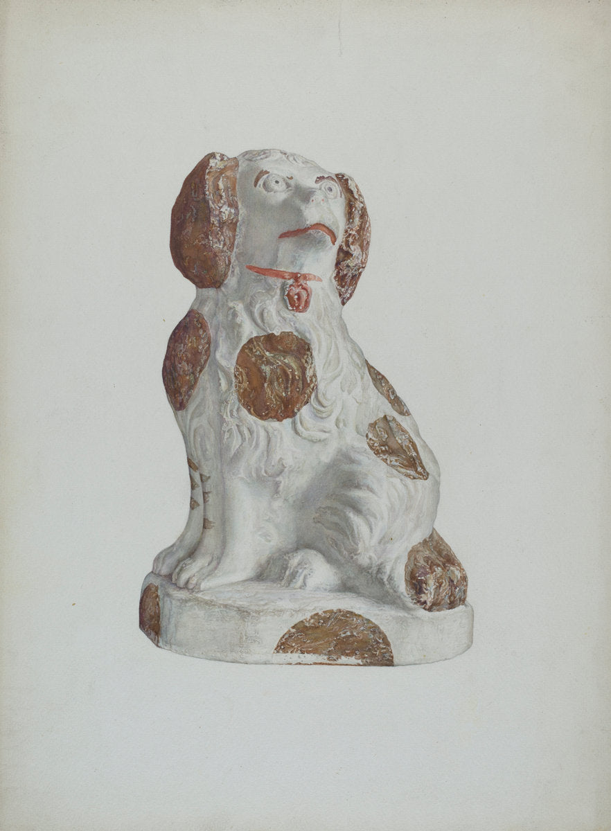 Chalkware Dog by Sadie Berman (American, active c. 1935), 16X12"(A3)Poster Print