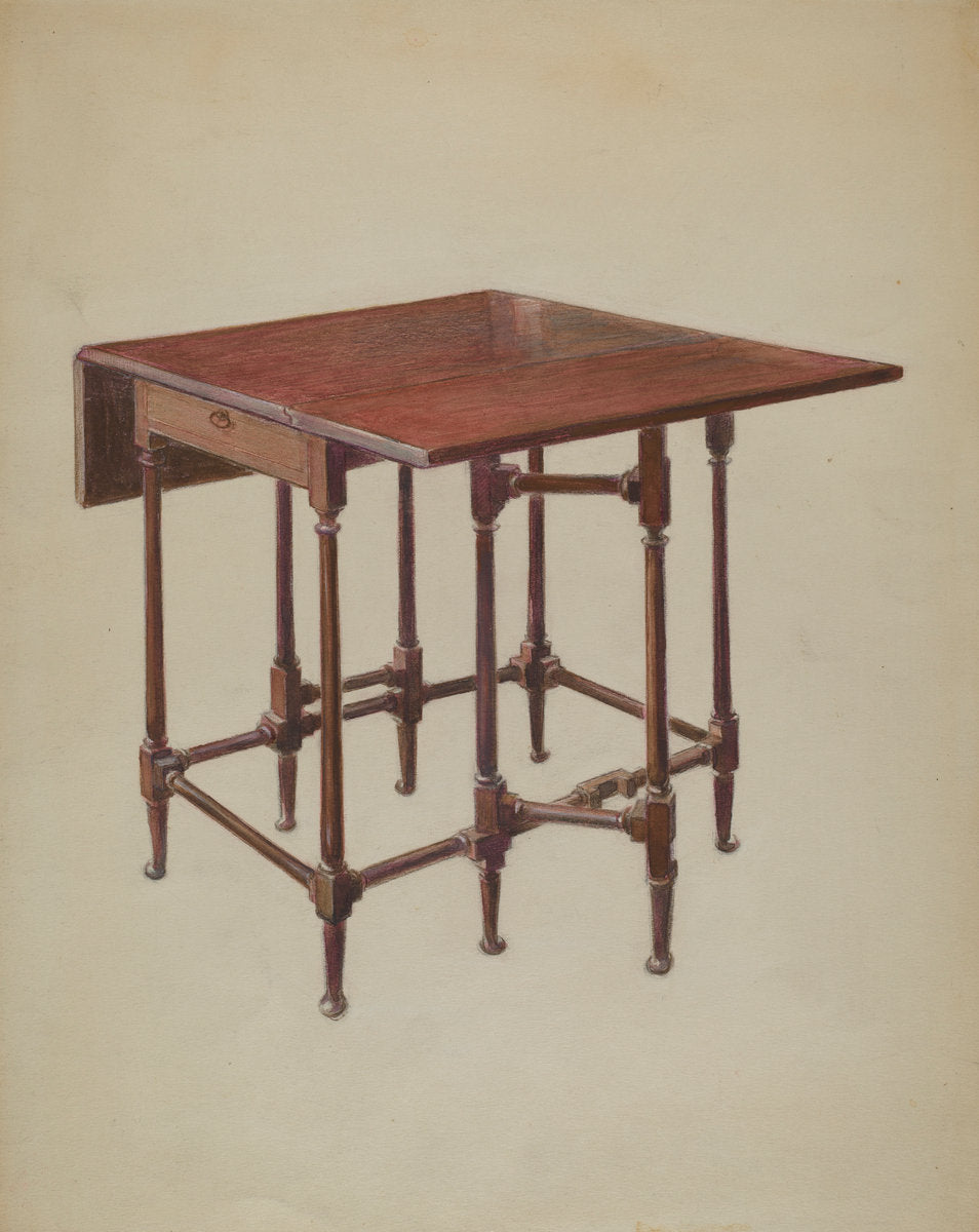 Table (Drop-leaf) by Bernard Gussow (American, active c. 1935), 16X12"(A3)Poster Print