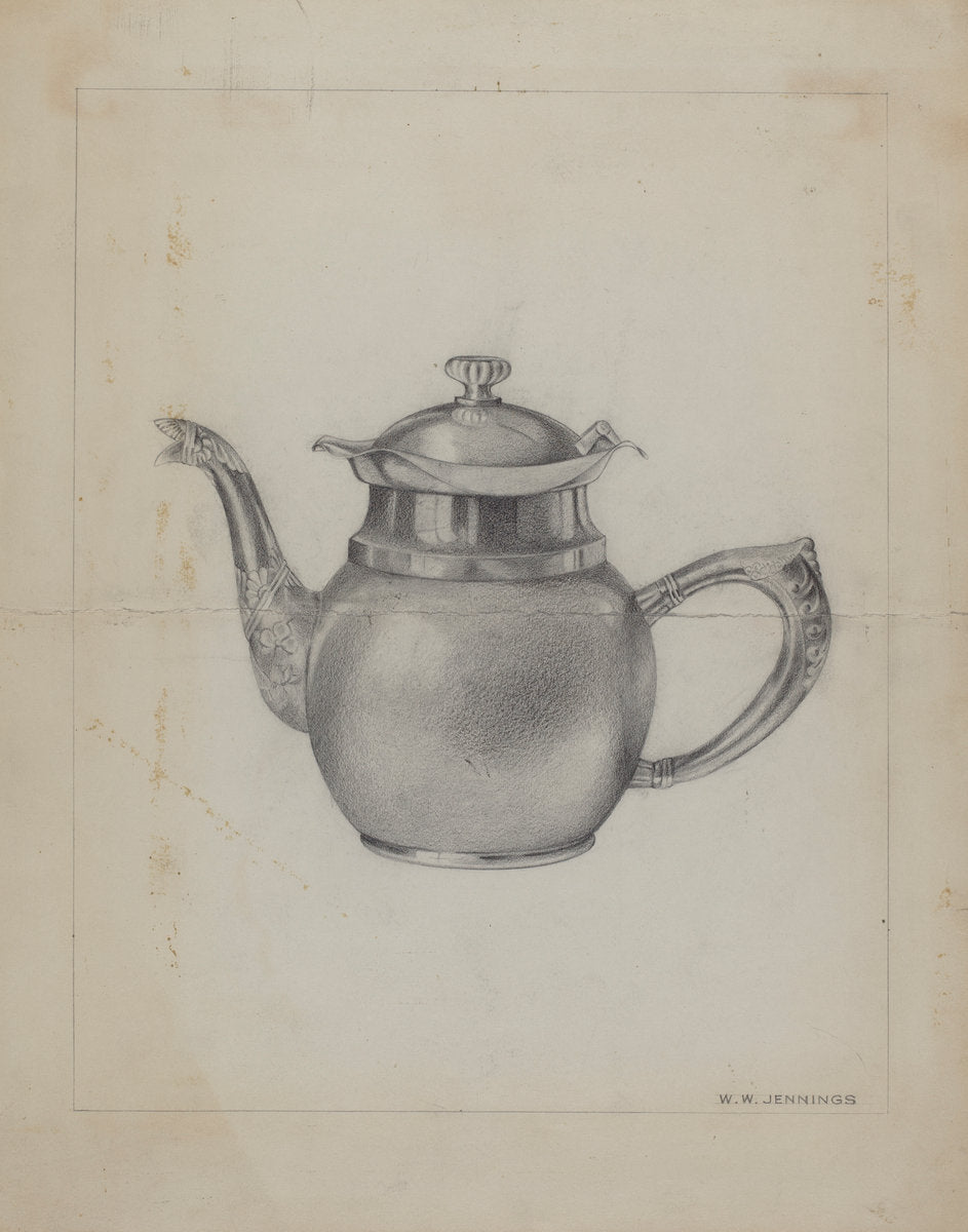 Silver Teapot by Walter W. Jennings (American, active c. 1935), 16X12"(A3)Poster Print