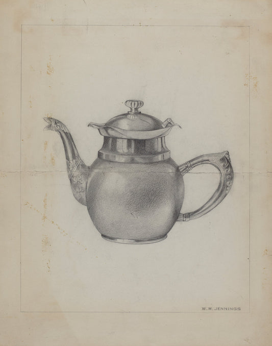 Silver Teapot by Walter W. Jennings (American, active c. 1935), 16X12"(A3)Poster Print