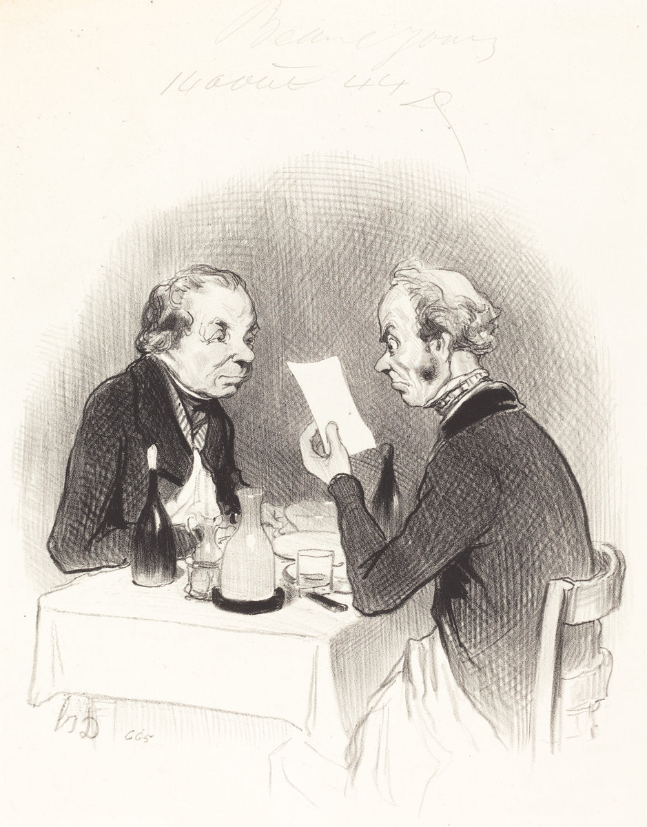 Un Diner maigre by Honoré Daumier (French, 1808 - 1879), 16X12"(A3)Poster Print