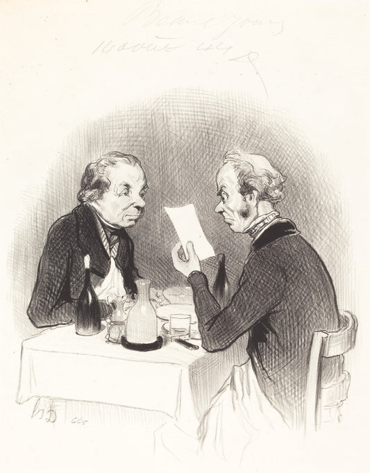 Un Diner maigre by Honoré Daumier (French, 1808 - 1879), 16X12"(A3)Poster Print