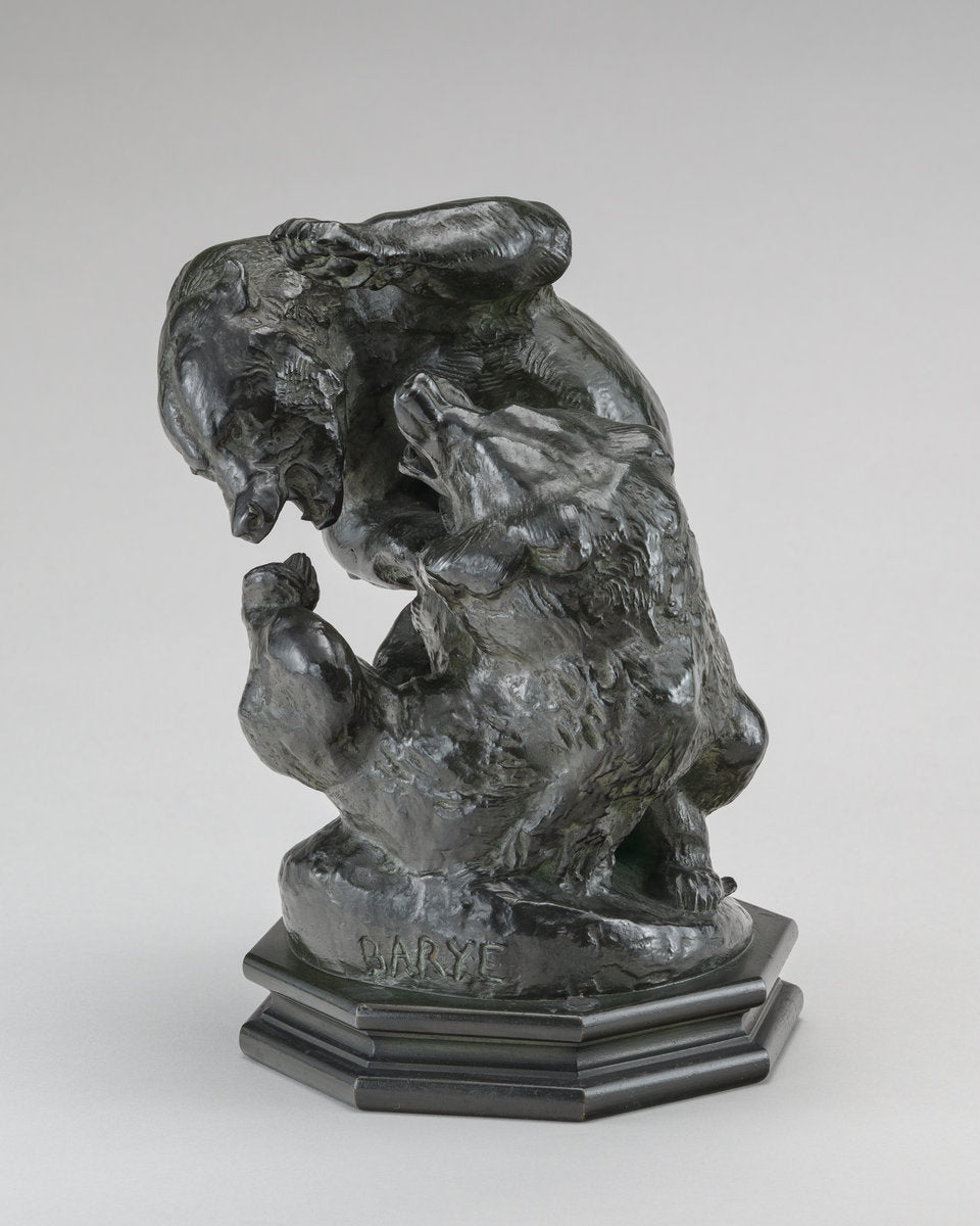Two Bears Fighting by Antoine-Louis Barye (French, 1795 - 1875), 16X12"(A3)Poster Print