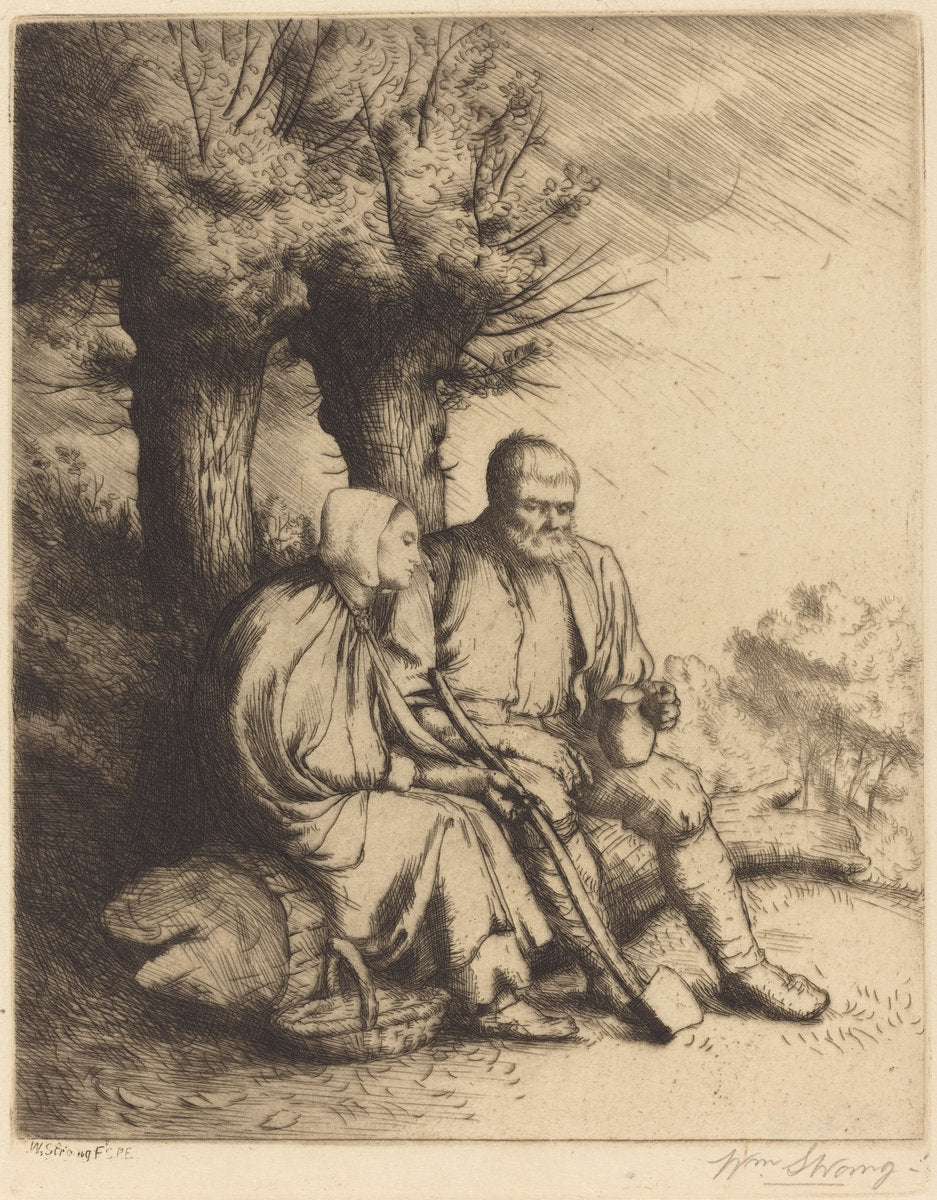 Man and Woman under a Tree by William Strang (Scottish, 1859 - 1921), 16X12"(A3)Poster Print
