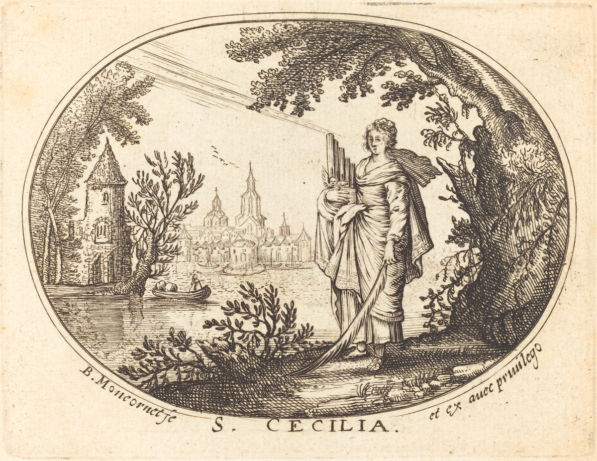 Saint Cecilia in a Landscape by Balthasar Moncornet (French, c. 1600 - 1668), 16X12"(A3)Poster Print