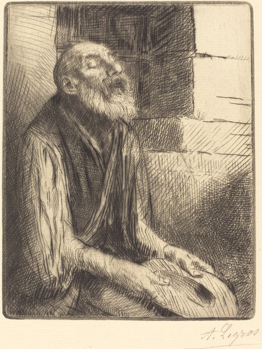 Seated Beggar (Mendiant assis) by Alphonse Legros (French, 1837 - 1911), 16X12"(A3)Poster Print