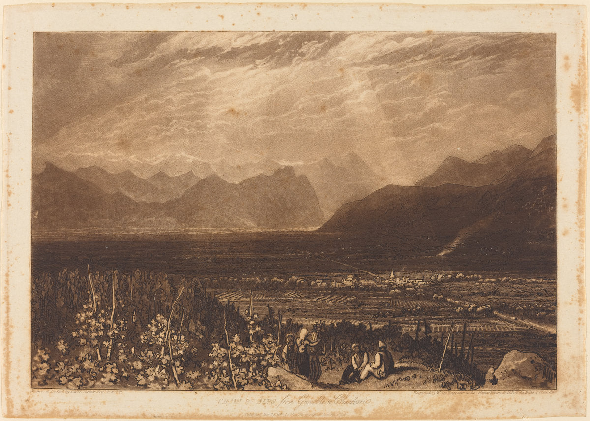 Chain of Alps from Grenoble to Chamberi by Joseph Mallord William Turner and William Say (British, 1768 - 1834), 16X12"(A3)Poster Print