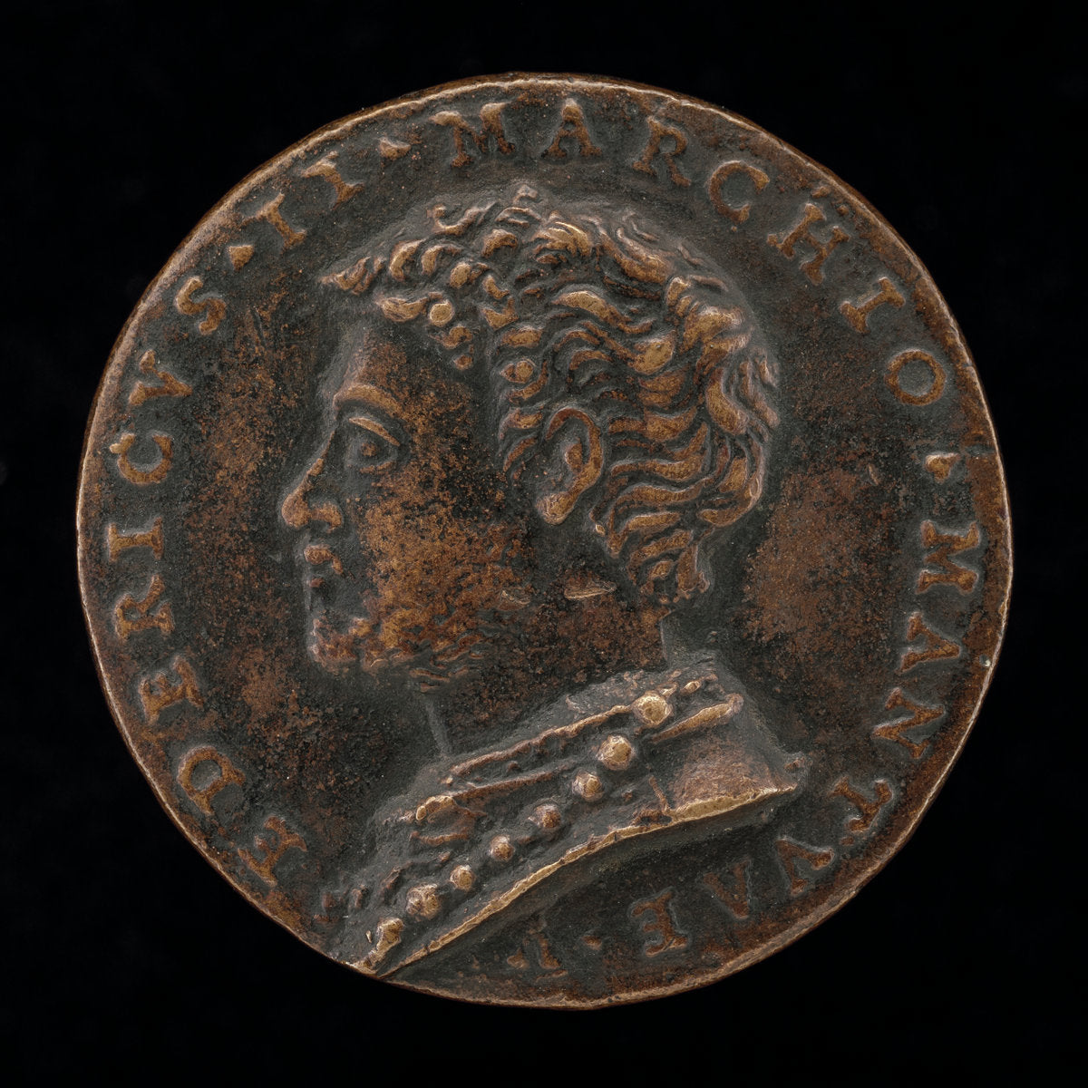 Federigo II Gonzaga, 1500-1540, 5th Marquess of Mantua 1519 and 1st Duke of Mantua 1530 [obverse] by Giovanni Maria Pomedelli (Italian, 1478/1479 - 1537), 16X12"(A3)Poster Print