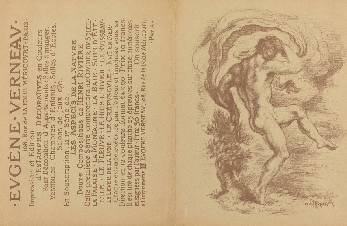 Dancing Nude and Advertisement for Eugène Verneau's "Estampes décoratives" [verso] by Louis Anquetin (French, 1861 - 1932), 16X12"(A3)Poster Print