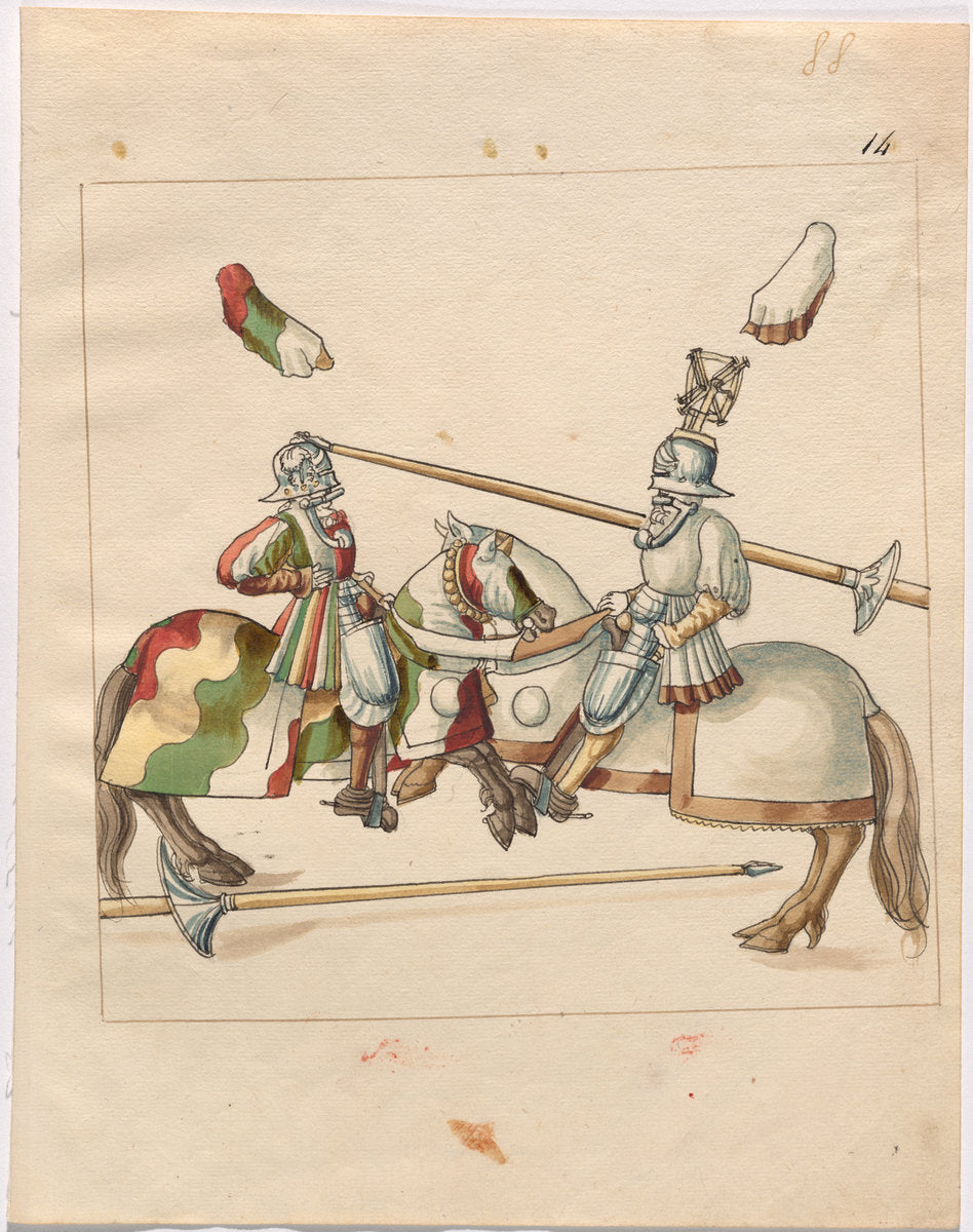 c. 1515 by German 16th Century (Freydal, The Book of Jousts and Tournament of Emperor Maximilian I: Combats on Horseback (Jousts)(Volume II)), 16X12"(A3)Poster Print