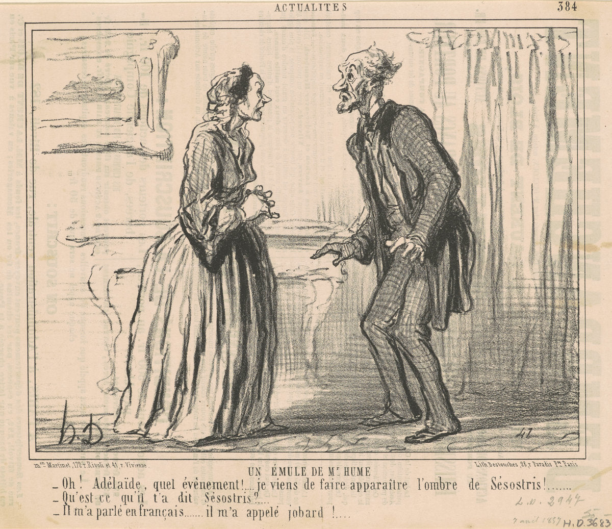Un émule de Mr Hume by Honoré Daumier (French, 1808 - 1879), 16X12"(A3)Poster Print