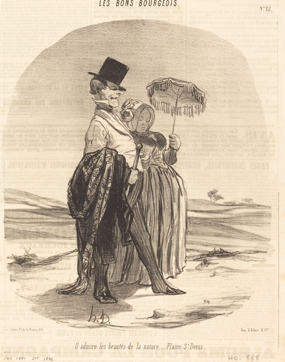 Il admire les beautés de la nature - Plaine St. Denis by Honoré Daumier (French, 1808 - 1879), 16X12"(A3)Poster Print