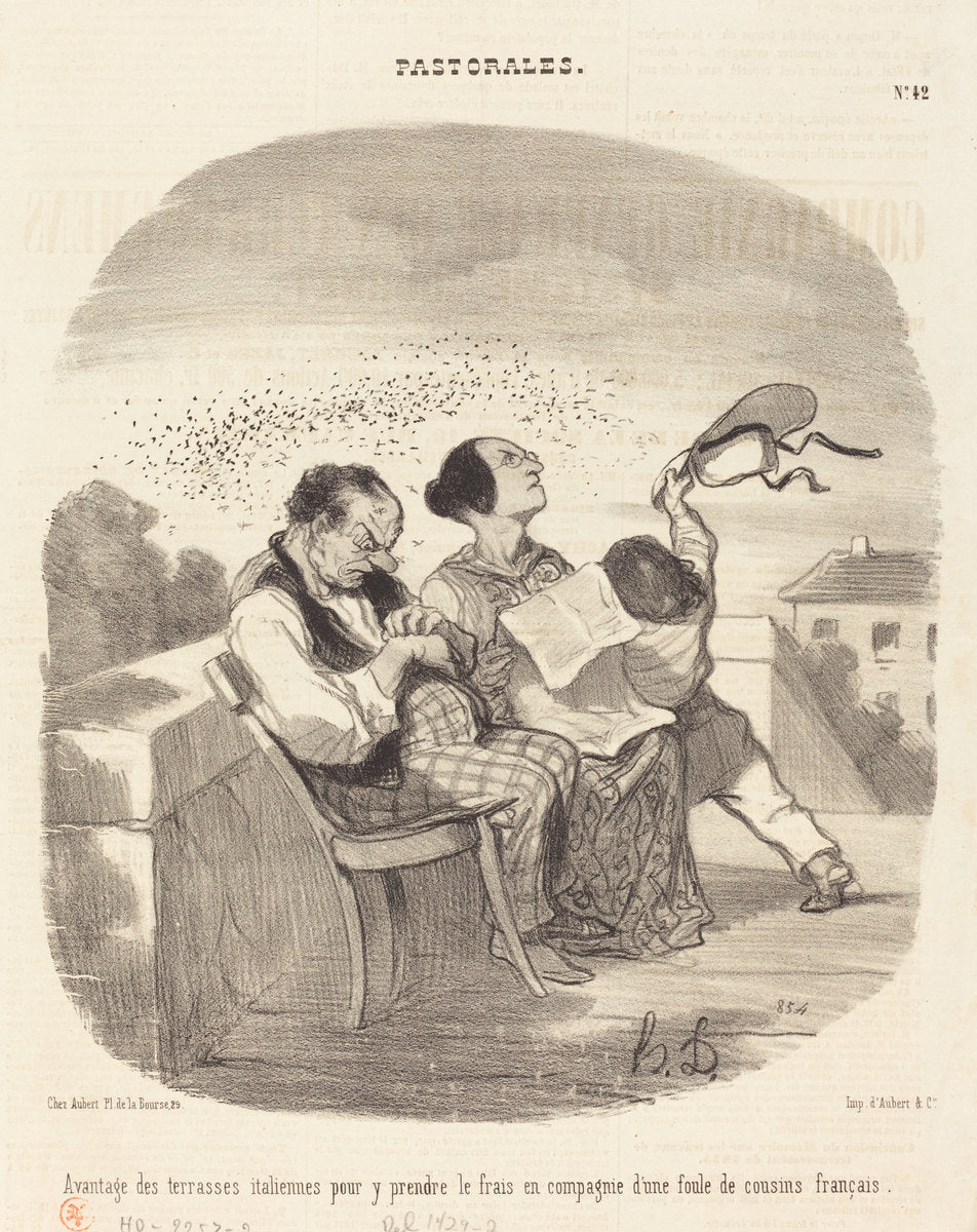 Avantages des terrasses italiennes... by Honoré Daumier (French, 1808 - 1879), 16X12"(A3)Poster Print