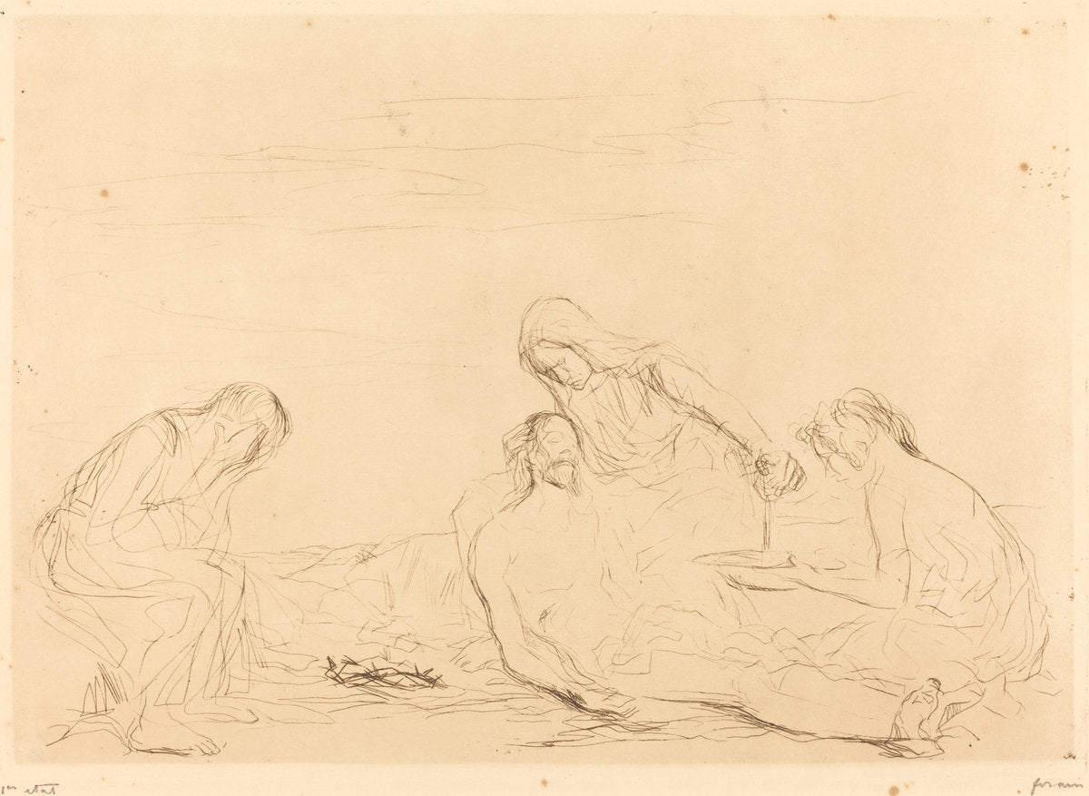 Pietà (third plate) by Jean-Louis Forain (French, 1852 - 1931), 16X12"(A3)Poster Print