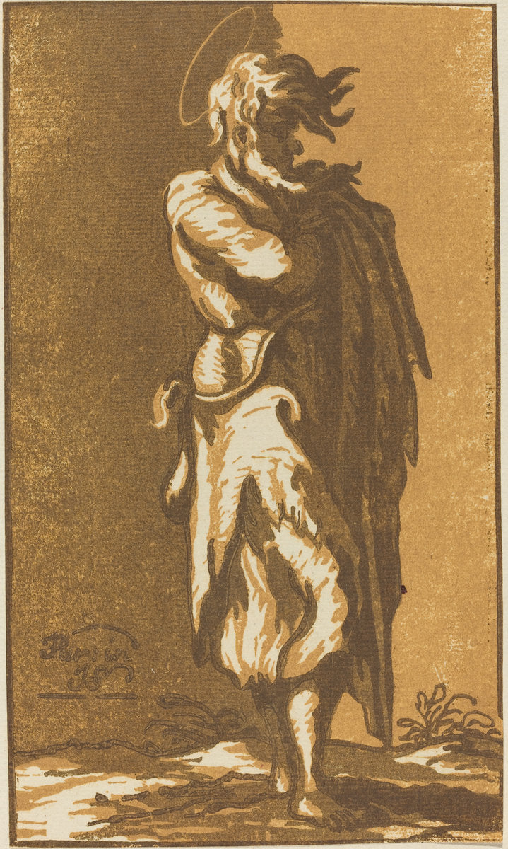 Male Saint Standing with Folded Arms, Facing to the Right by John Skippe after Parmigianino (British, 1742 - 1812), 16X12"(A3)Poster Print