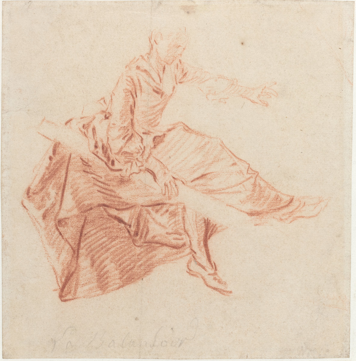 Lady Seated on a See-Saw by Nicolas Lancret (French, 1690 - 1743), 16X12"(A3)Poster Print