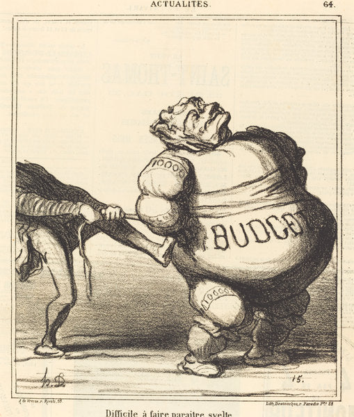 Difficile à faire paraitre svelte by Honoré Daumier (French, 1808 - 1879), 16X12"(A3)Poster Print