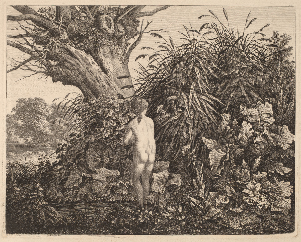 Bathing Maiden by Carl Wilhelm Kolbe (German, 1759 - 1835), 16X12"(A3)Poster Print