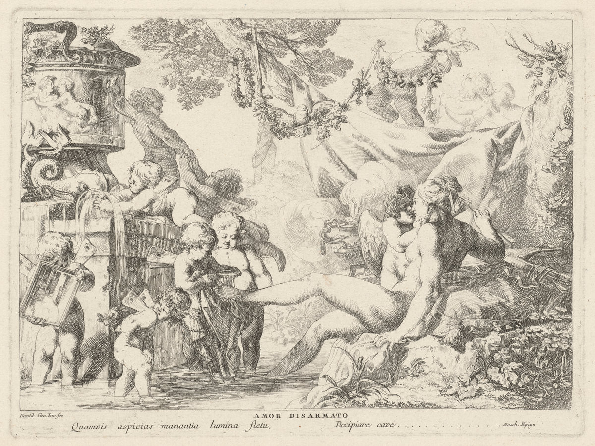 Amor Disarmato (Cupid Disarmed) by Giovanni David (Italian, 1743 - 1790), 16X12"(A3)Poster Print