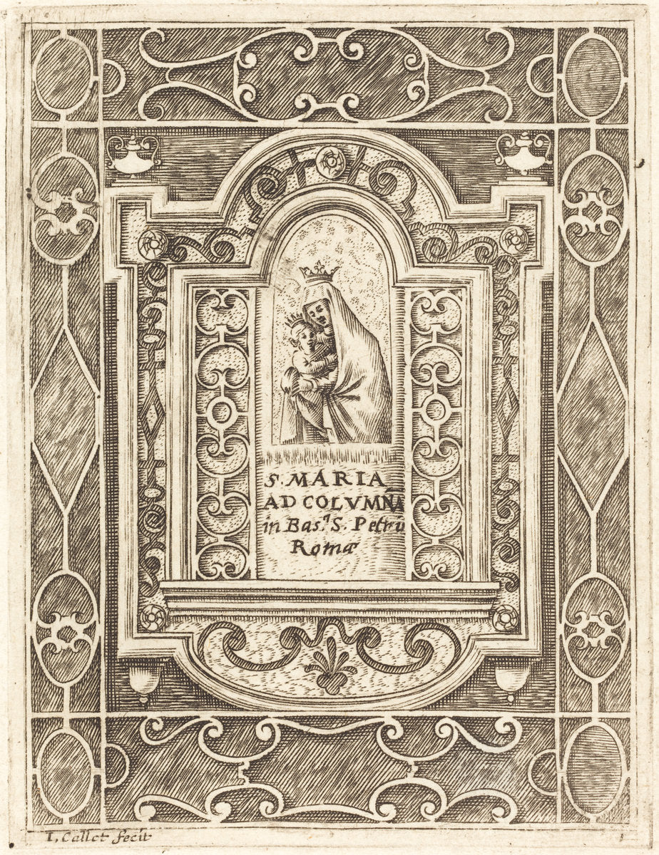 The Virgin at the Column (La Vierge à la colonne) by Jacques Callot (French, 1592 - 1635), 16X12"(A3)Poster Print