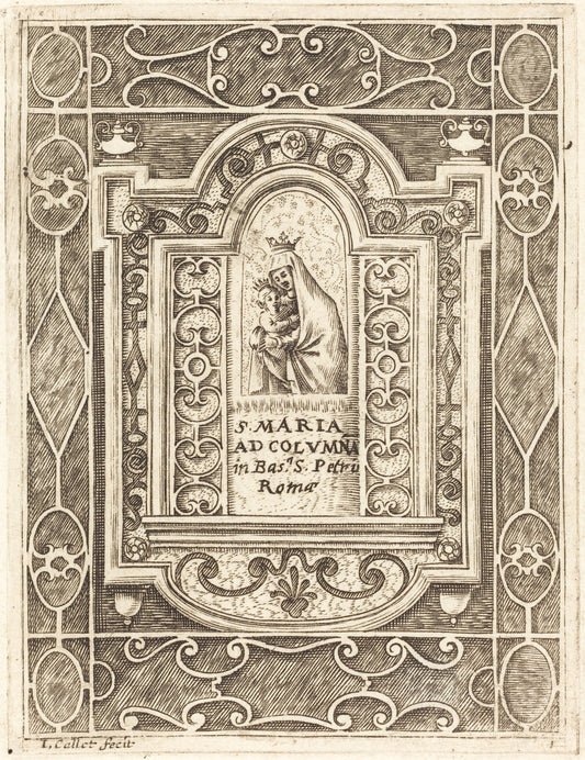 The Virgin at the Column (La Vierge à la colonne) by Jacques Callot (French, 1592 - 1635), 16X12"(A3)Poster Print
