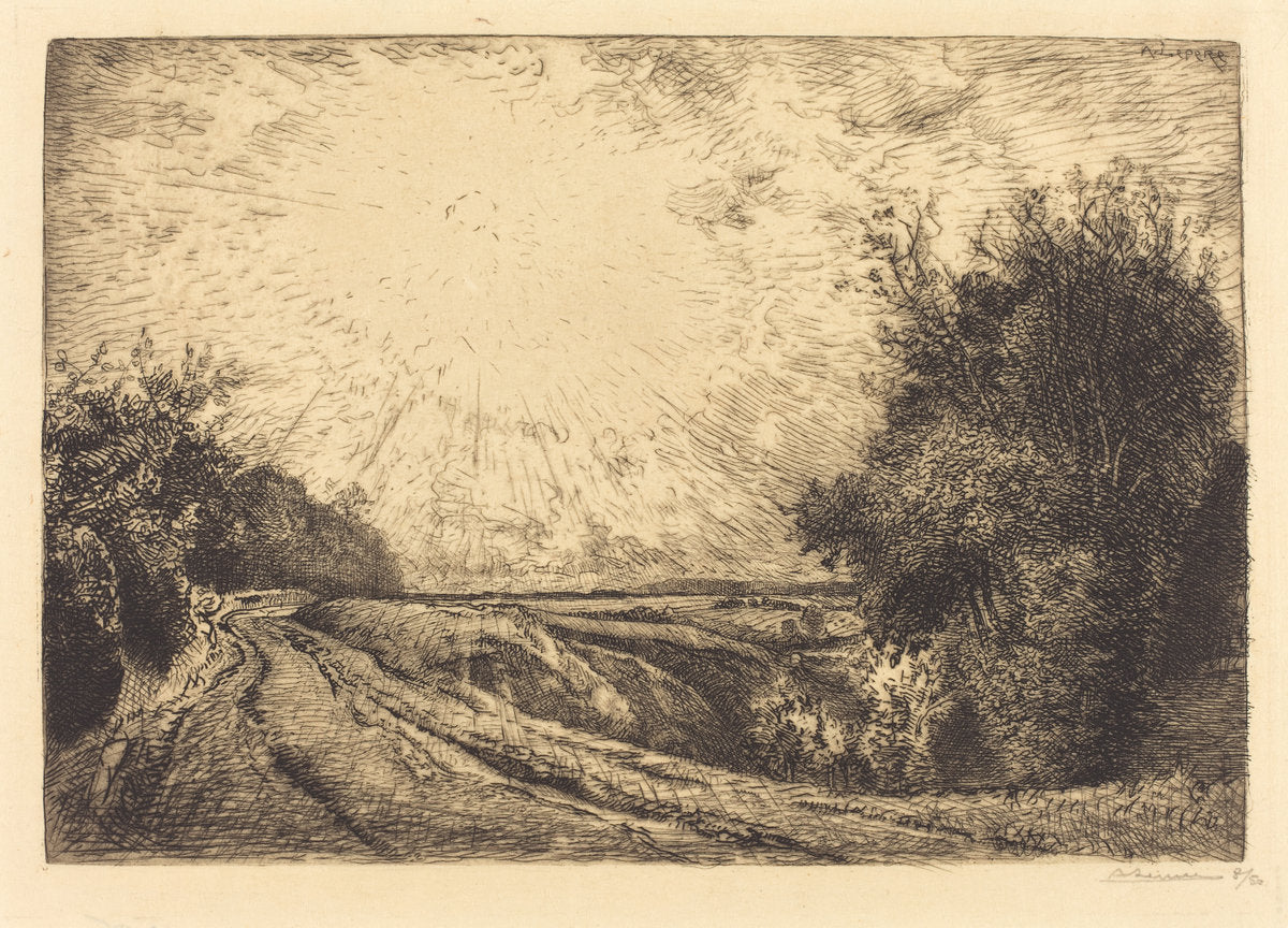 Route from La Houssoye, Crevecoeur-le-Grand (Route de La Houssoye, Crevecoeur) by Auguste Lepère (French, 1849 - 1918), 16X12"(A3)Poster Print