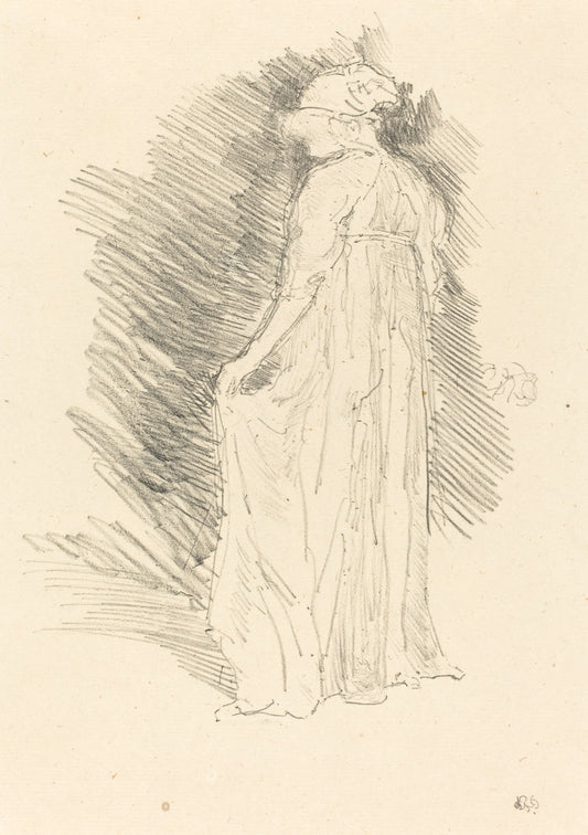The Draped Figure, Back View by James McNeill Whistler (American, 1834 - 1903), 16X12"(A3)Poster Print