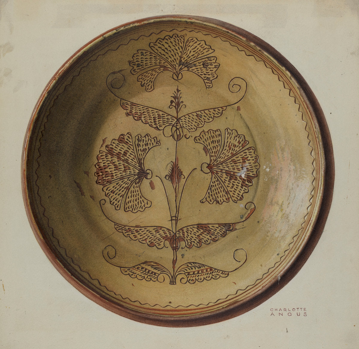 Pa. German Pie Dish by Charlotte Angus (American, 1911 - 1989), 16X12"(A3)Poster Print