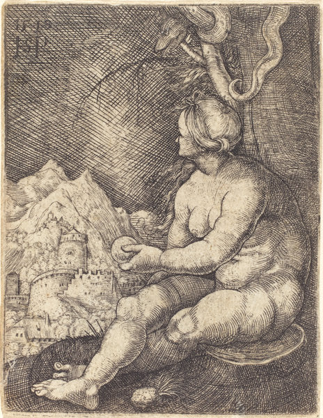 Eve Seated by Sebald Beham (German, 1500 - 1550), 16X12"(A3)Poster Print