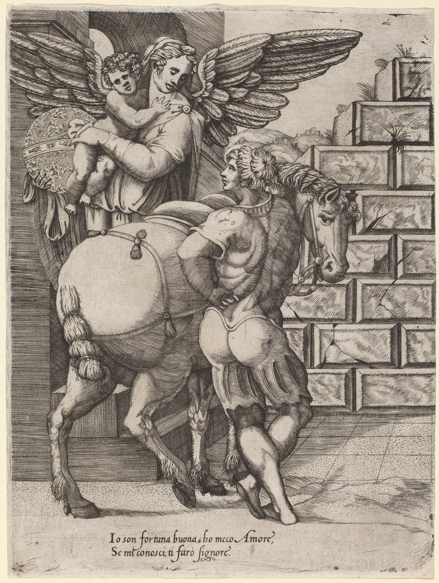 engraving by Italian 16th Century (Allegory of Fortune), 16X12"(A3)Poster Print