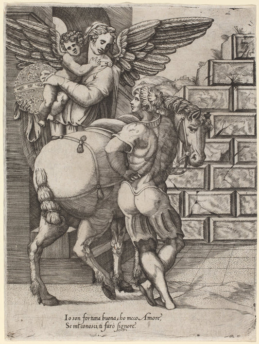 engraving by Italian 16th Century (Allegory of Fortune), 16X12"(A3)Poster Print