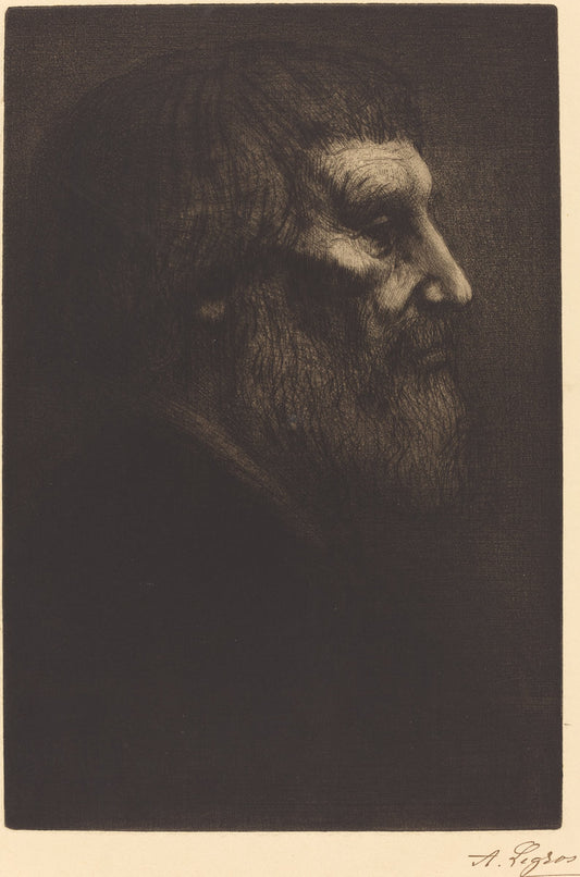 Head of a Beggar (Tete de mendiant) by Alphonse Legros (French, 1837 - 1911), 16X12"(A3)Poster Print