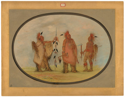 Osage Chief with Two Warriors by George Catlin (American, 1796 - 1872), 16X12"(A3)Poster Print