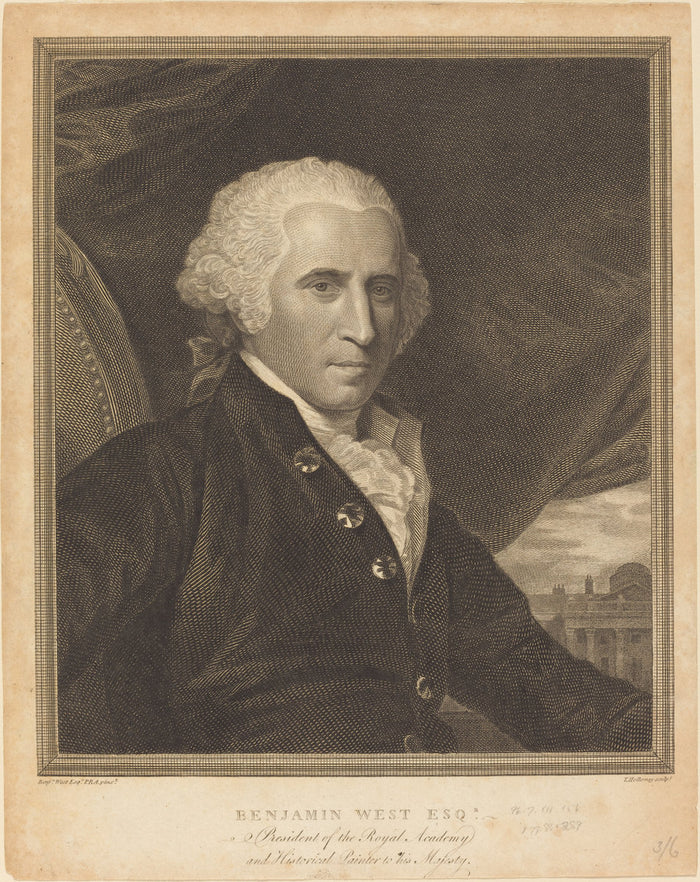 Benjamin West by Thomas Holloway (British, 1748 - 1827), 16X12