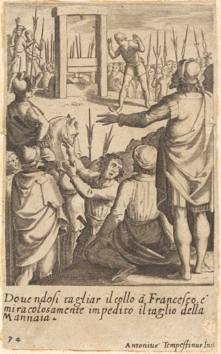 Francesco by Jacques Callot after Antonio Tempesta (French, 1592 - 1635), 16X12"(A3)Poster Print