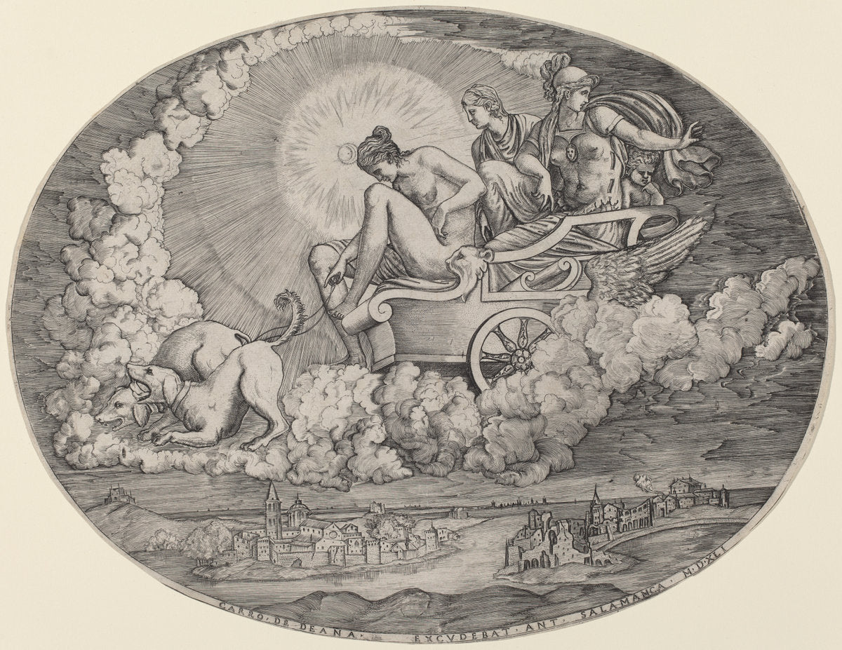 The Chariot of Diana by Raimondi School (Italian, 16th century), 16X12"(A3)Poster Print