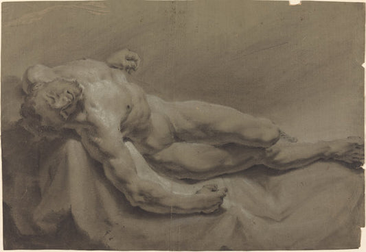 A Reclining Male Nude by Georg Raphael Donner (Austrian, 1693 - 1741), 16X12"(A3)Poster Print