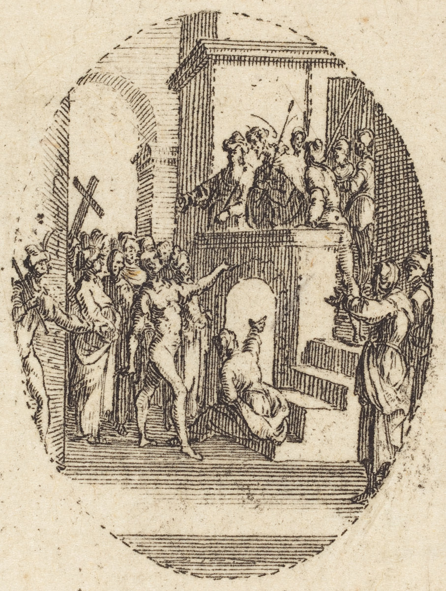 Christ before Pilate by Jacques Callot (French, 1592 - 1635), 16X12"(A3)Poster Print