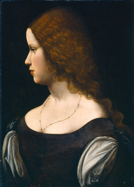 c. 1500 by Follower of Leonardo da Vinci (Portrait of a Young Lady), 16X12"(A3)Poster Print